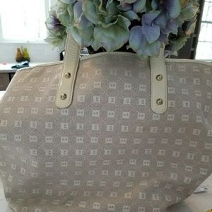 Rare Bally Monogrammed Canvas & Leather Tote
